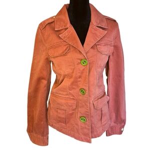 Old Navy Utility Jacket Medium Rust Floral Lined NWT Military Style